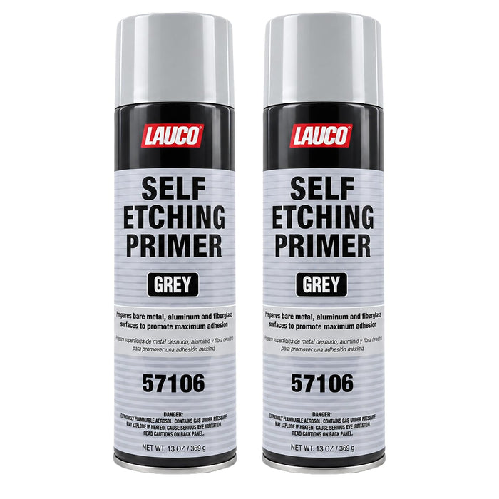 LAUCO Self Etching Primer Grey Aerosol Spray Can 13oz - Pack of 2 - Automotive and Industrial Primer - Great for use on Bare Metal Areas Before applying Truck Bed Liner (57106)