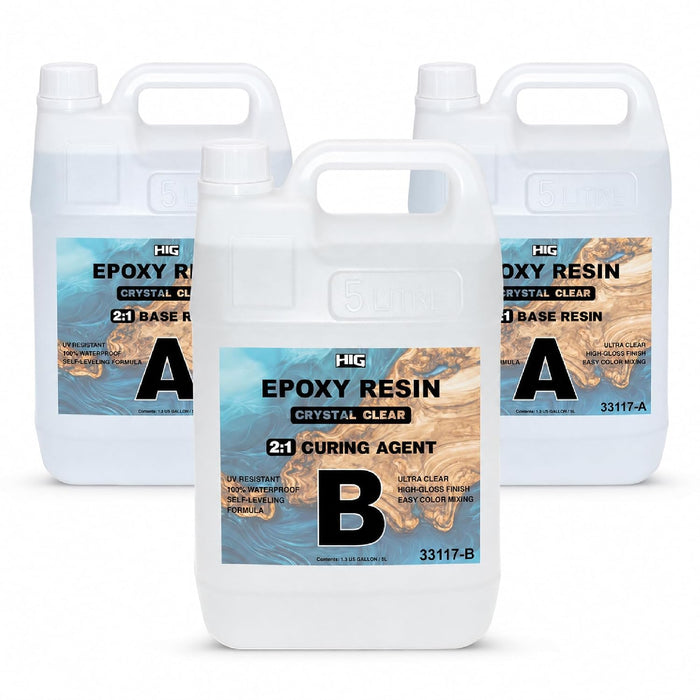 Crystal Clear Fast Cure Deep Pour Epoxy Resin Kit 2:1 Ratio – 2.6 Gallon Base Resin + 1.3 Gallon Curing Agent, Casting Resin for Small River pours, Live Edge Wood, Bubble-Free 3.9 Gal / 15 L