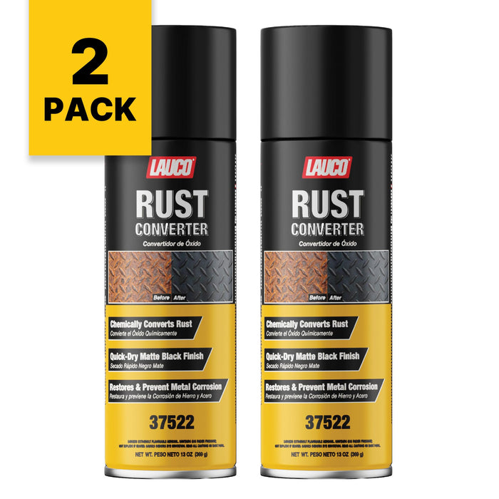 LAUCO Rust Converter Spray 13oz Pack of 2, Fast Dry Rust Remover & Converter, Converts Rust to Protective Black Coating, Anti-Corrosion Metal Treatment for Automotive, Tools & Steel Surfaces 37522