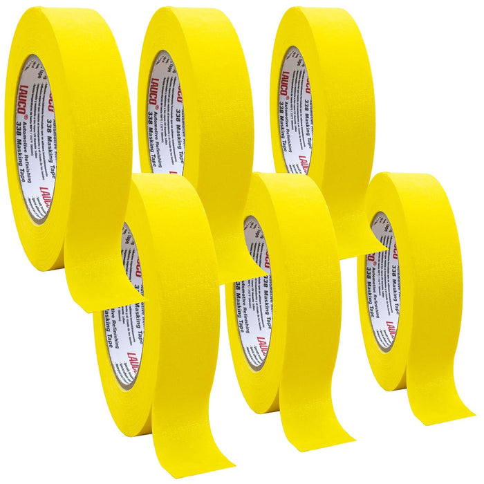 Automotive Masking Tape Yellow Painters Tape for Car Painting, High Temperature Resistant Refinishing Tape, Clean Removal No Residue, Professional Auto Body Shop Masking Tape Bulk (1.4in-6rolls) 37532