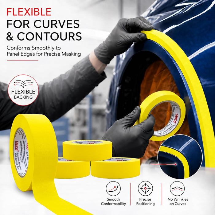 Automotive Masking Tape Yellow Painters Tape for Car Painting, High Temperature Resistant Refinishing Tape, Clean Removal No Residue, Professional Auto Body Shop Masking Tape Bulk (0.75in-12rolls)