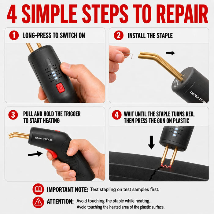 Cordless Hot Stapler Repair Kit, 4.0Ah Rechargeable Plastic Welder, USB-C Fast Charging, 800°C Hot Staple Gun for Automotive Bumper, Dashboard & Plastic Crack Repair