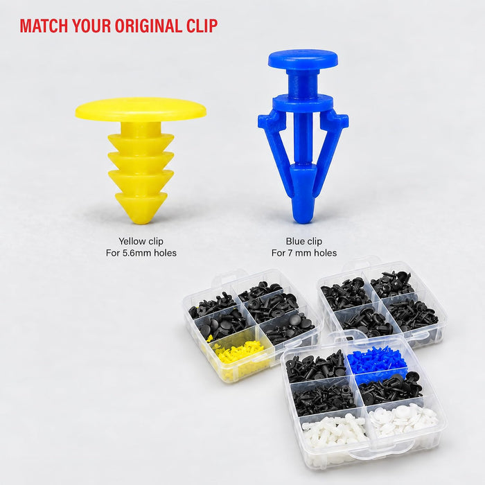 Car Door Trim Panel Clips Kit Set D (620 Pieces) 22 Types of Clips, Bumper Push Fastener Rivet Clips, Expansion Screws Replacement Kit 9054