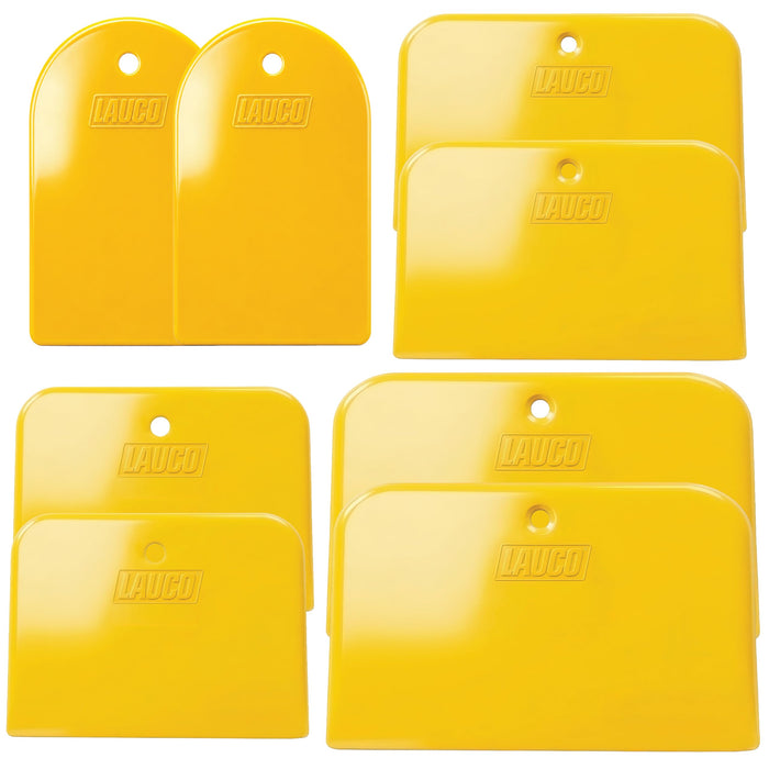 LAUCO Body Filler Spreaders 3,4,5 and 6 Inches, 8 Pack Reusable Plastic Auto Body Spreaders for Automotive Filler, Putty, Glaze, Caulk, Epoxy Resin and Paint