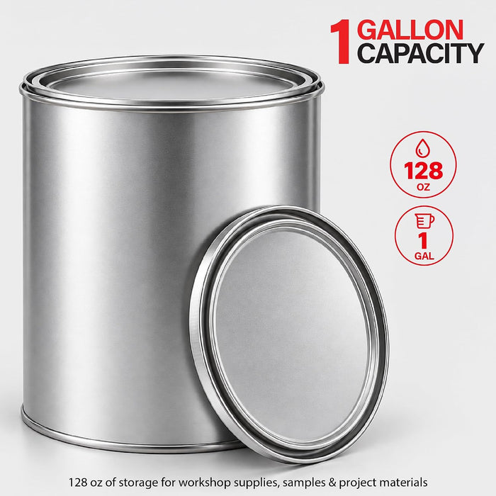 LAUCO Empty Paint Cans with Lids – 128 oz Gallon Metal Paint Cans, 27 Pack, Durable Tin-Plated Steel Containers for Paint, Resin, Adhesives, Stains, Solvents, Crafts & Storage 9077