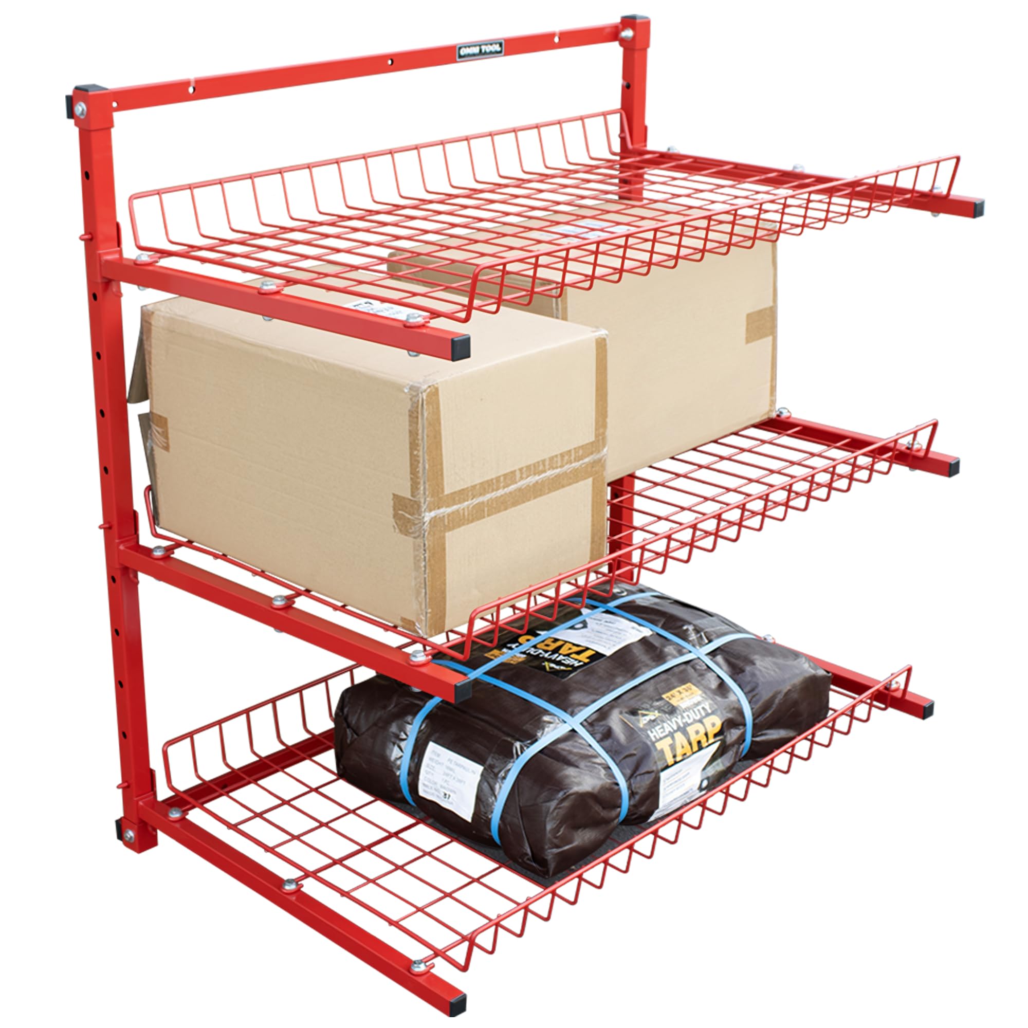 LAUCO Wall Mounted Storage Rack, 3-Level Metal Wall Shelving with Shelf Organizer/Garage Shelving Wall Mounted Heavy Duty [39116]