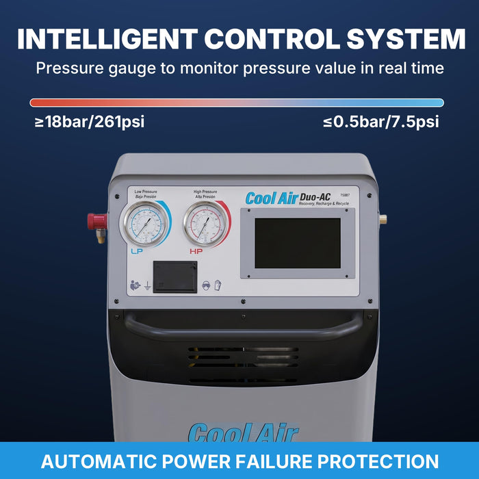 LAUCO Cool Air Duo-AC Machine – Professional Automotive A/C Recovery & Recharge Station | Full-Automatic Dual Refrigerant Service Machine for R134a & HFO-1234yf with 7-Inch Touch Screen (Duo-AC)