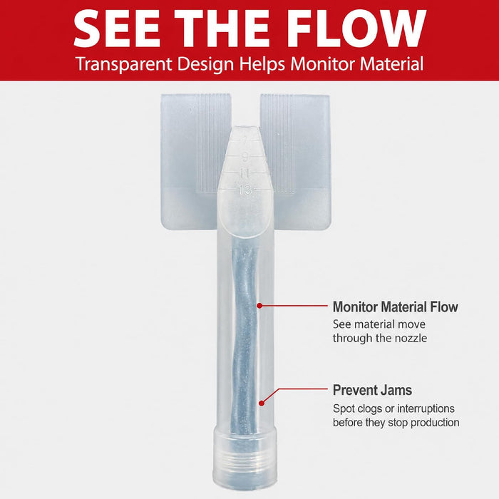 LAUCO 1K Plastic Transparent Extrusion Nozzle – Pack of 10 – Precision Dispensing for Adhesives, Sealants & 1K Materials CGN3554