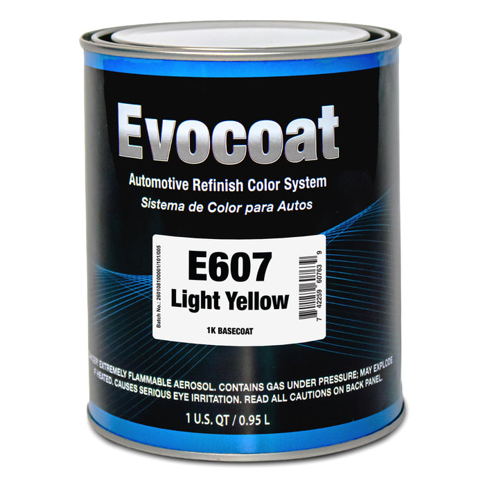 LAUCO Evocoat 1K Base Coat E607 Light Yellow QT, (Compatible With PC-1607 1:1 Mix Ratio)