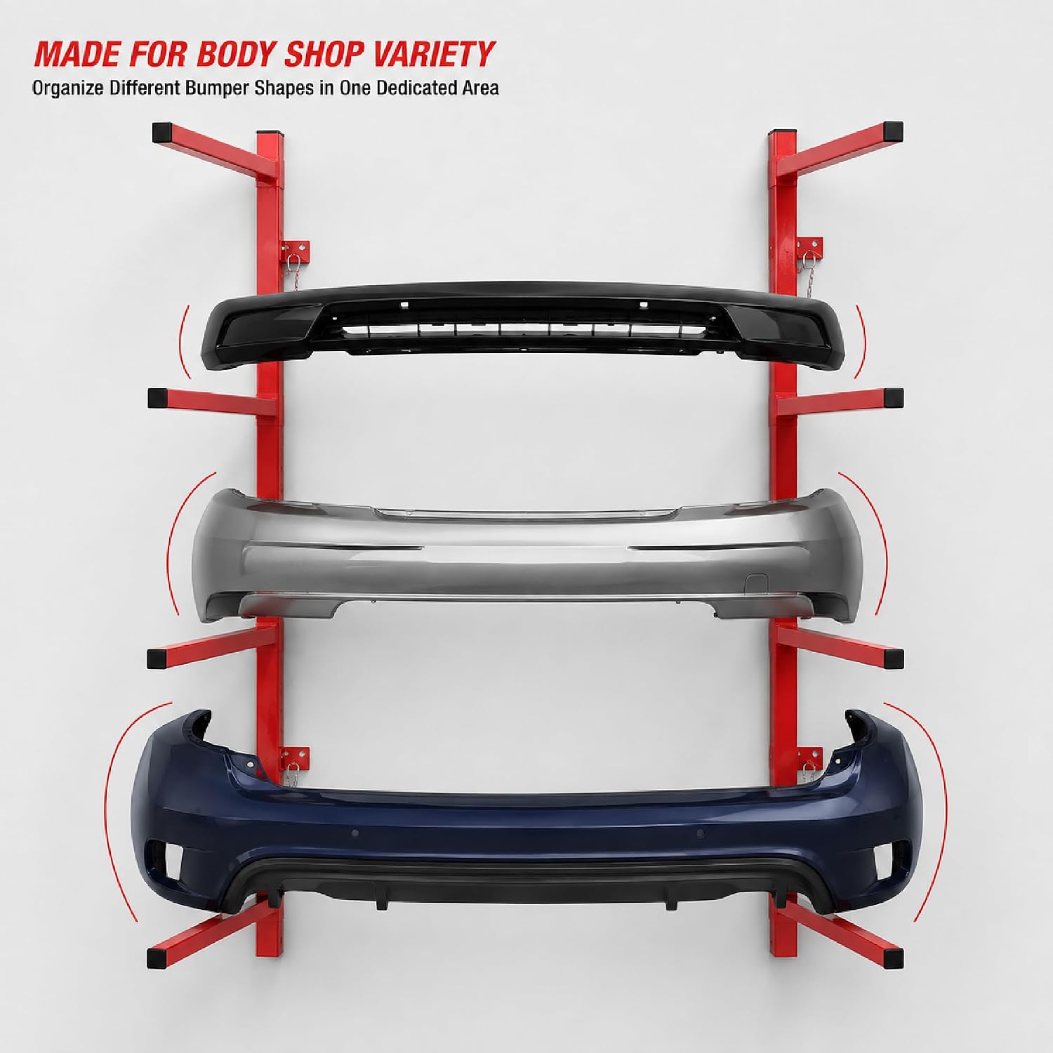 LAUCO Wall Mounting Bumper Stand - Auto Bumper Storage Rack - Efficient Storage Solution for the Body Shop, Bumper Rack, Body Shop Parts Rack- 4572