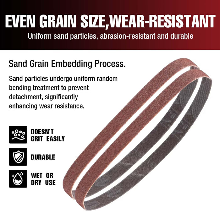 MAXIBAND 1/2 in x 18 INCH File Belt Bands Abrasives - 60 GRIT - Aluminum Oxide Sanding Belt, Sander Belts for Air File Belt Sander, Woodworking, Metal Polishing - Pack of 20 31746