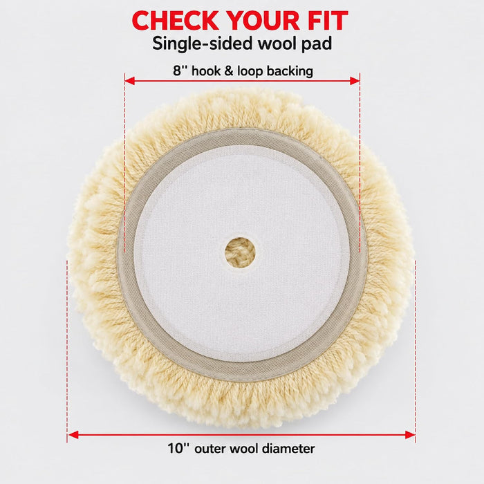 Heavy-Duty Wool Compounding Pad 8 Inch (Hook & Loop) | Professional Buffing and Polishing Pad for Rotary Polisher | Aggressive Cutting, Buffing, and Auto Detailing 8996 8996