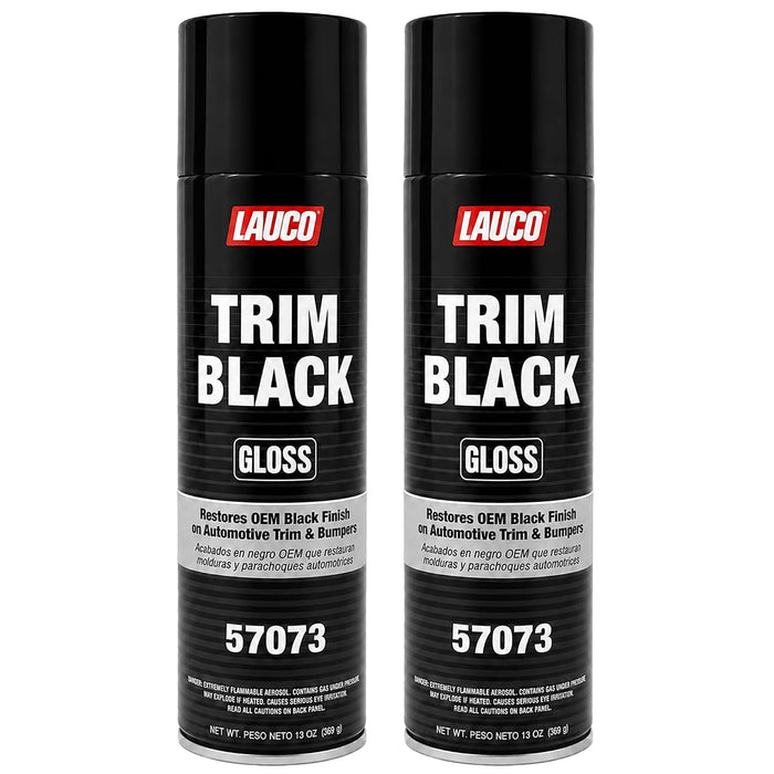 LAUCO Trim Black Gloss 13 oz, 2 Pack. Automotive Aerosol Spray Paint Can, Black Spray Paint with Gloss Finish - Designed for Plastic, Aluminum, Steel and Stainless Steel