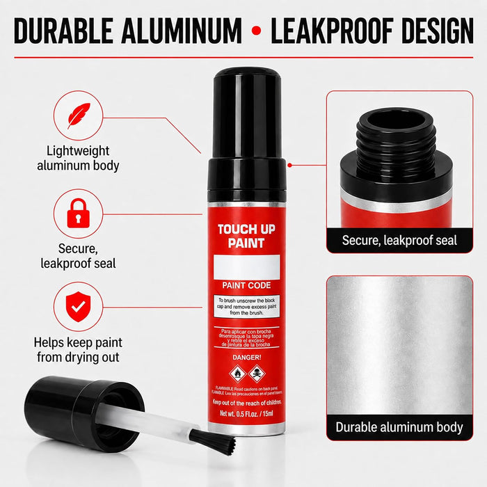 15ml Fillable Aluminum Touch Up Paint Bottles with Brush 50 Pack Refillable with Funnel, Mixing Balls & Labels Durable, Leakproof Scratch Repair for Auto & DIY Kits