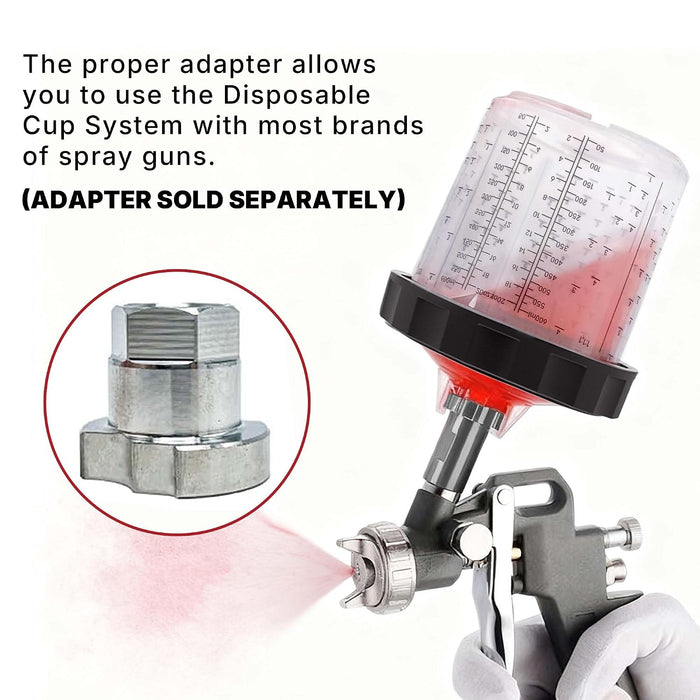 LAUCO 2 Pack Paint Spray Gun Hard Cup Set, 600ML (20 Oz) Reusable Mixing Cups with Retainer Rings, Compatible with Disposable Paint Cup Liner and Lid Systems for Automotive Paint, Primer, Clear Coat