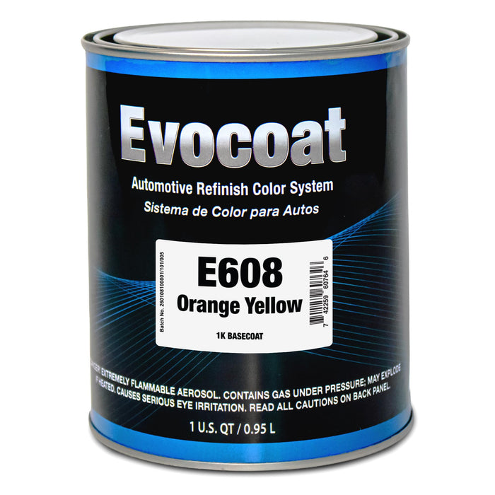 LAUCO Evocoat 1K Base Coat E608 Orange Yellow QT, (Compatible With PC-1608 1:1 Mix Ratio)