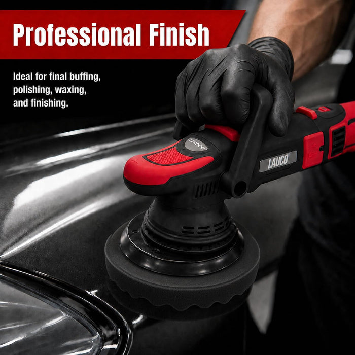 LAUCO Black Foam Waffle Buffing Pad – Single Sided - Final Buff Polish Wax - Hook & Loop – 8” inch (203.2 mm) 8998
