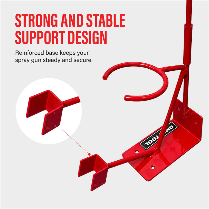LAUCO Spray Paint Gun Holder, Gravity Spray Gun Holder Stand with Strainer Holder, Paint Gun Stand for Wall or Bench Mount, HVLP, Red (Without 250 Strainers, 4)