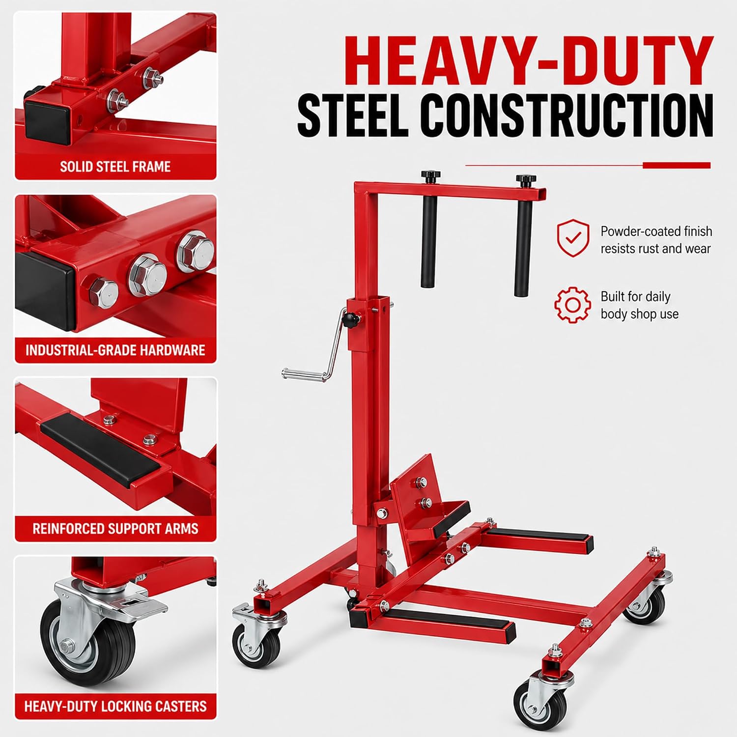 LAUCO Car Door Installer and Remover Jack Lift Hoist, Auto Body Door Jack, Car Door Installer Jack, Floor Jack, Trolley Service Lift Floor Jack with 4 Steel Swivel Castors Hoist [7756]