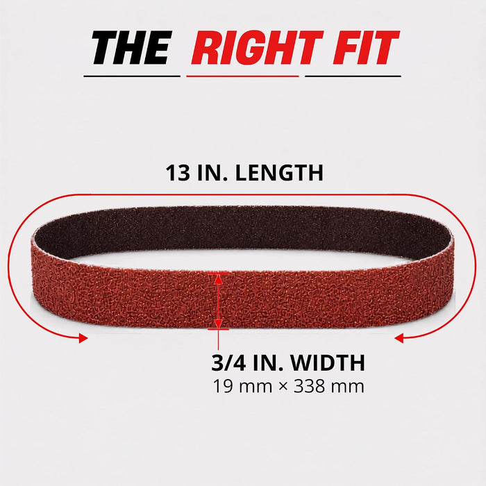 LAUCO SUPER MAXX 13"L x 0.75"W File Belt Bands Abrasives, 120 GRIT, Pack of 10 Sanding Belts, Compatible with SUPER MAXX Expander Wheel, File Belts for Grinding, Polishing & Finishing 1891
