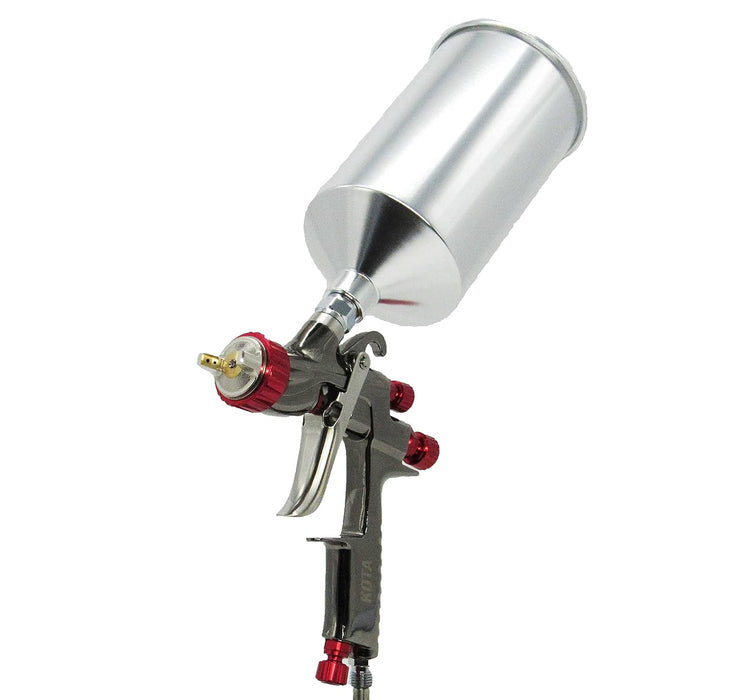 Spray Paint Gun Kit LVLP Gravity Feed (1.3mm Nozzle) | Includes Air Gauge, Aluminum Cup, Adapter & Cleaning Kit | Low Volume Low Pressure Automotive Refinish Sprayer 8822