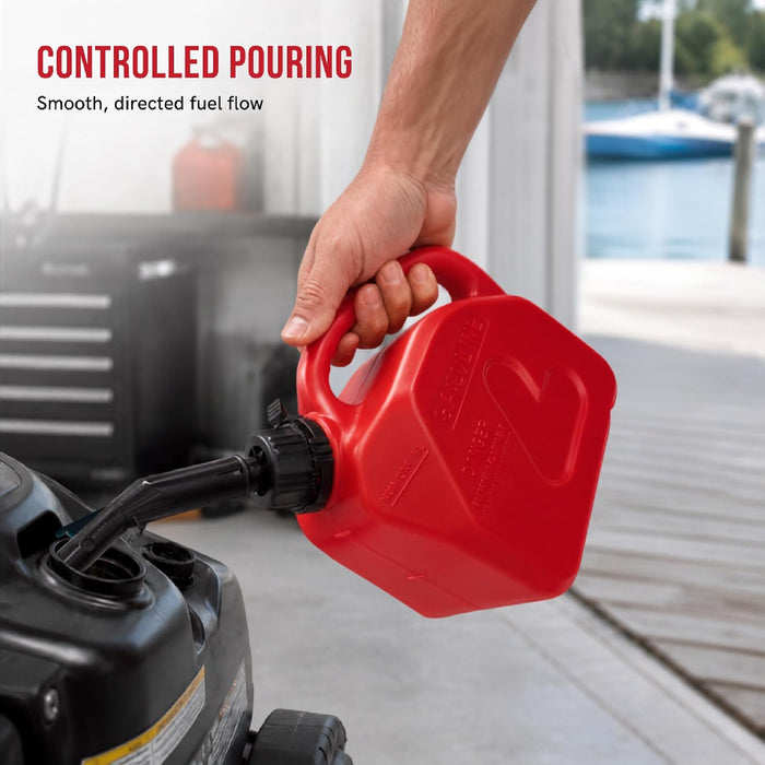 Gas Can 1.5 Gallon, Portable Fuel Container with Rotating Pour Spout, Child-Resistant Cap and Carry Handle for Gasoline, Lawn Equipment, Garage and Outdoor Use