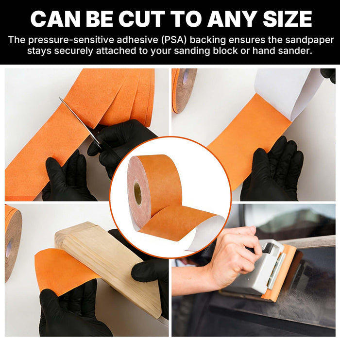 LAUCO Premium 180 Grit Ceramic Grain PSA Self-Adhesive Sanding Roll Each 2.75" x 25 Yard - Self Adhesive Sticky Back Continuous Longboard Sandpaper for Automotive and Woodworking