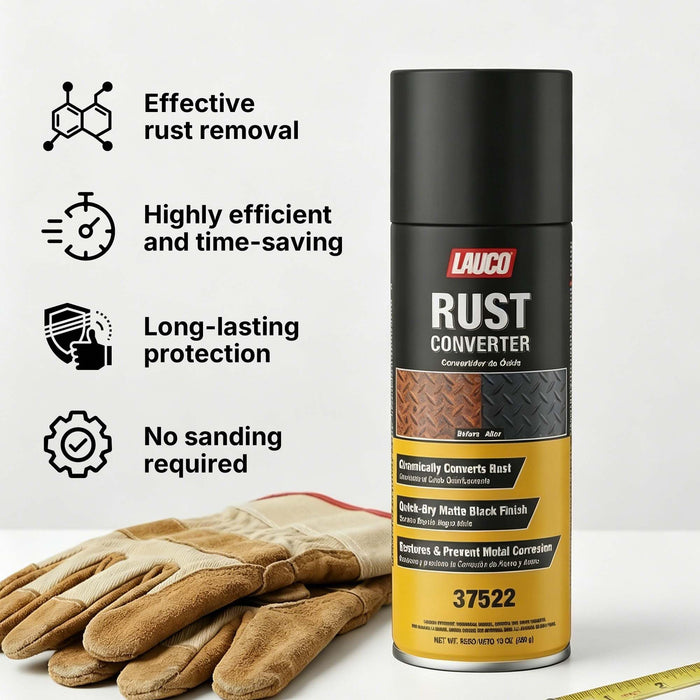 LAUCO Rust Converter Spray 13oz Pack of 1, Fast Dry Rust Remover & Converter, Converts Rust to Protective Black Coating, Anti-Corrosion Metal Treatment for Automotive, Tools & Steel Surfaces (1) 37522