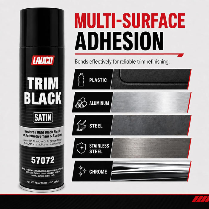 LAUCO Trim Black Satin 13 oz. Automotive Spray Paint Can with Gun Pack of 2, Black Car Spray Paint with Satin Finish, Designed for Plastic, Aluminum, Steel and Stainless Steel 57072