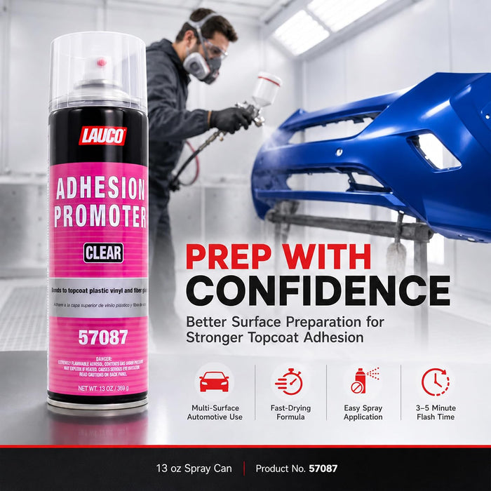 LAUCO Automotive Adhesion Promoter 13 oz Aerosol Spray Can with Aerosol Spray Gun - Pack of 12 - Use on Multi Surfaces Like Automotive Plastics, Bumpers, Vinyl Trim and Fiberglass (57087)