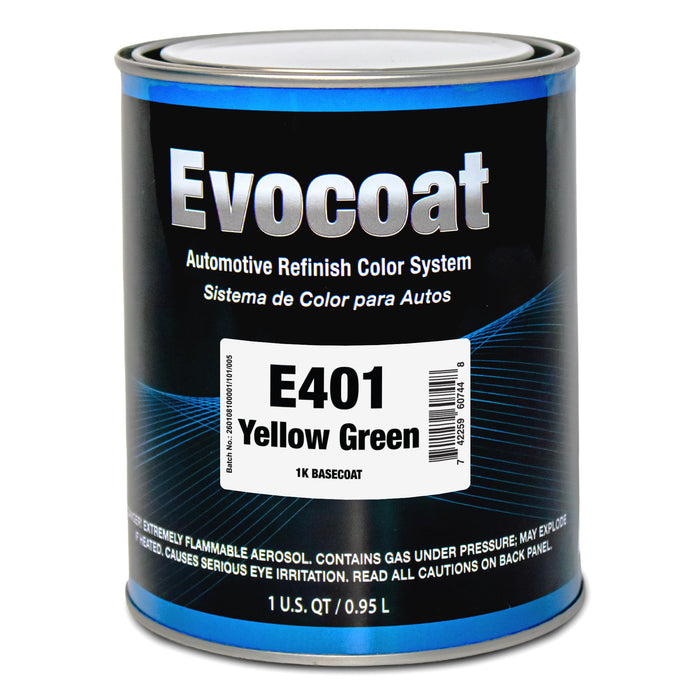 LAUCO Evocoat 1K Base Coat E401 Yellow Green QT, (Compatible With PC-1401 1:1 Mix Ratio)