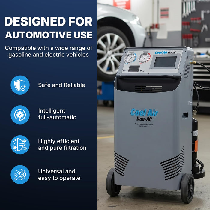 LAUCO Cool Air Duo-AC Machine – Professional Automotive A/C Recovery & Recharge Station | Full-Automatic Dual Refrigerant Service Machine for R134a & HFO-1234yf with 7-Inch Touch Screen (Duo-AC)