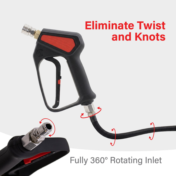 High Pressure Washer Gun with 360° Swivel Inlet, 4500 PSI Pressure Washer Spray Gun, 3/8" Inlet, 1/4" Quick Connect Outlet, Replacement Trigger Gun for Gas & Electric Pressure Washers
