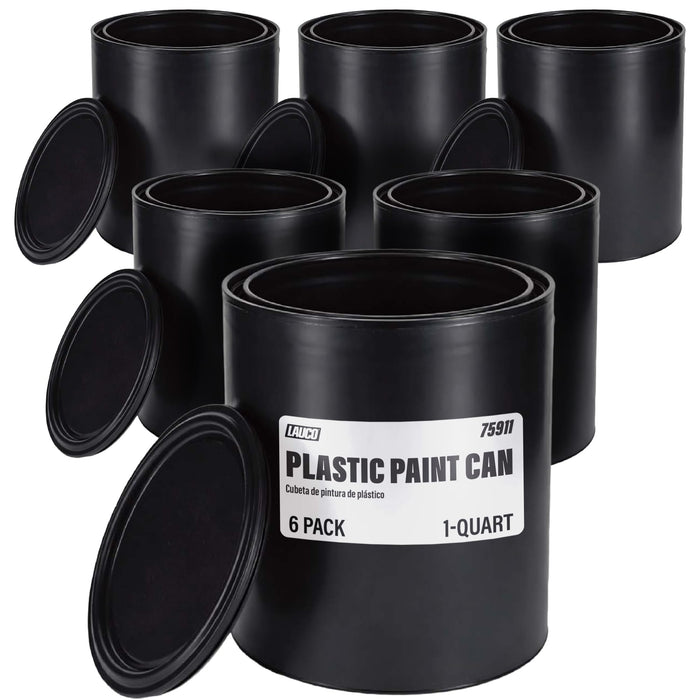 Plastic Paint Can Bucket 1QT Pack of 6, w/Lid Triple Lock Airtight Seal, Touchdown Bucket, Small Pail Triple-Lock Airtight Seal to Minimizing Skimming, Rust, Odor & Chemical Resistant