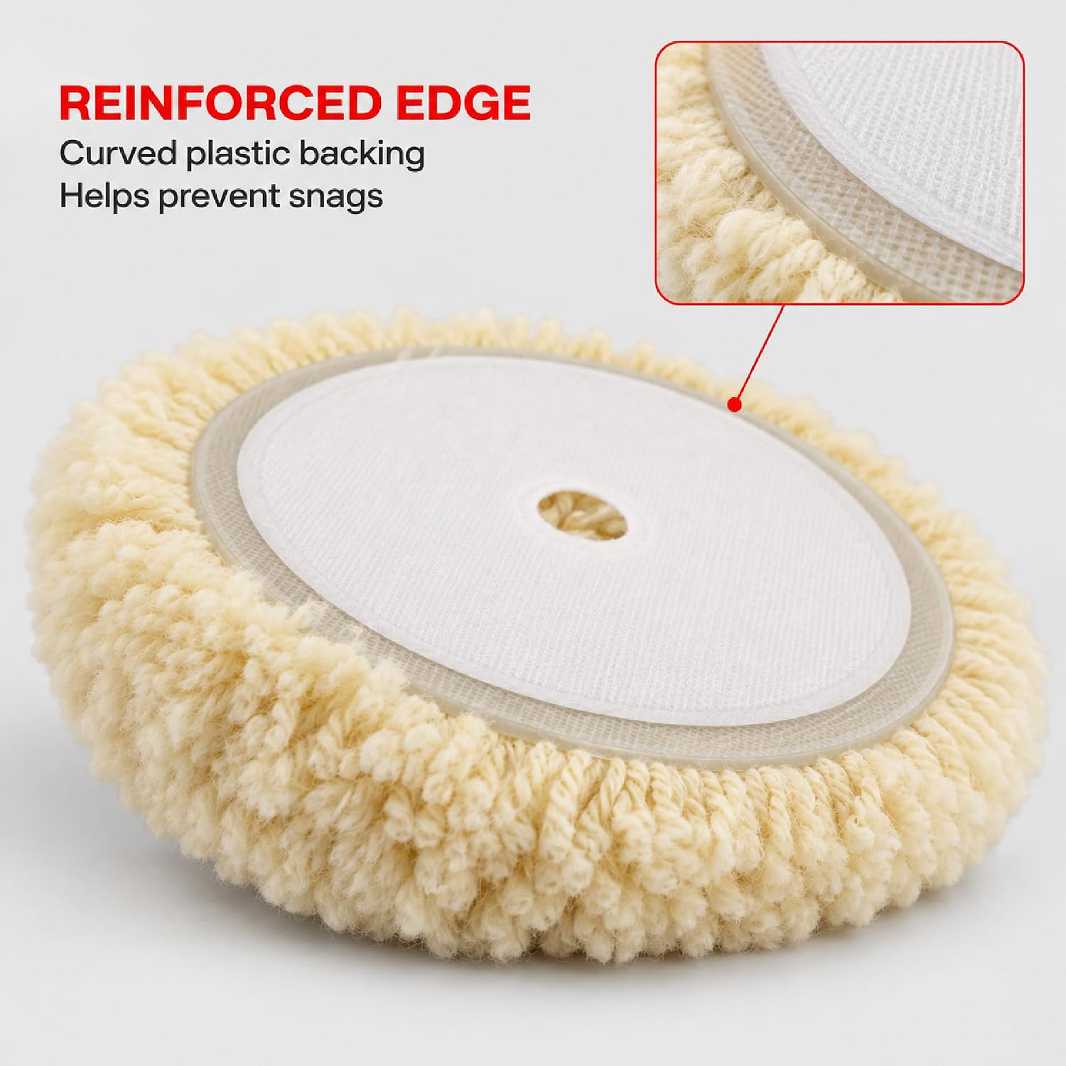 Heavy-Duty Wool Compounding Pad 8 Inch (Hook & Loop) | Professional Buffing and Polishing Pad for Rotary Polisher | Aggressive Cutting, Buffing, and Auto Detailing 8996 8996