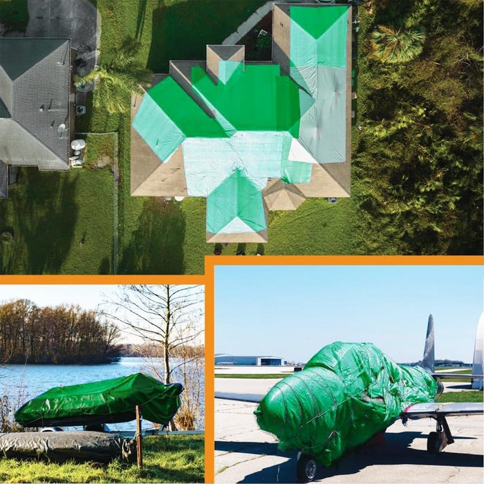 Heavy Duty Green Tarp - 30ft x 40ft - 5 MIL Multipurpose UV Resistant, Waterproof Protective Tarp Cover with Metal Grommets and Reinforced Edges - for Roof, Camping, Patio, Boat, Car 39112