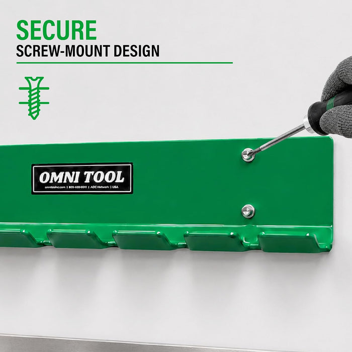 LAUCO Omni Tool Wall Mounted Paint Spray Gun Holder Holds 7 Guns without Cups or 4 with Cups, Heavy Duty Screw Mount Rack, Stable Scratch-Free Design, Green, 1 Pack 37509