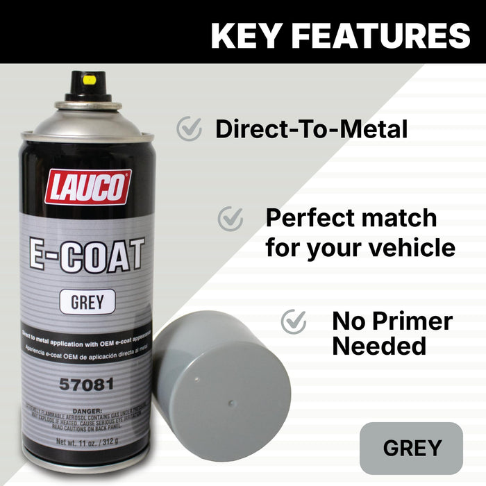LAUCO E-Coat Gray (12-Pack) - 11oz Aerosol Spray Paint Can w/Gun - Direct to Metal (DTM) Automotive Primer, Restoration, Ecoat Finish (57081)