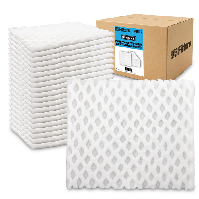 Paint Pocket Overspray Spray Booth Exhaust Filters 20 x 25 Inch (20 Pack) – High Capacity Paper Arrestor Pads for Automotive & Industrial Paint Booth Filtration 26517