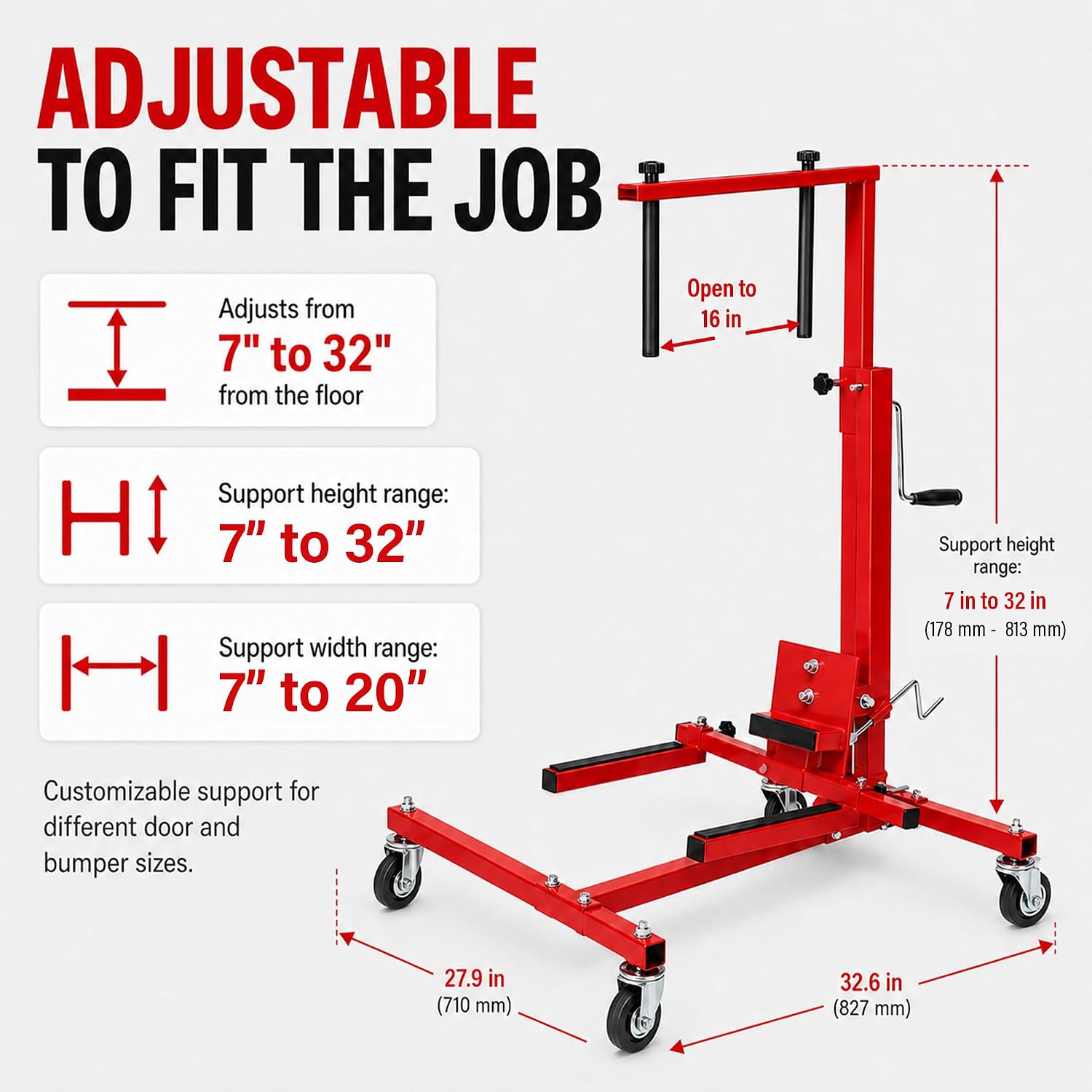 LAUCO Car Door Installer and Remover Jack Lift Hoist, Auto Body Door Jack, Car Door Installer Jack, Floor Jack, Trolley Service Lift Floor Jack with 4 Steel Swivel Castors Hoist [7756]