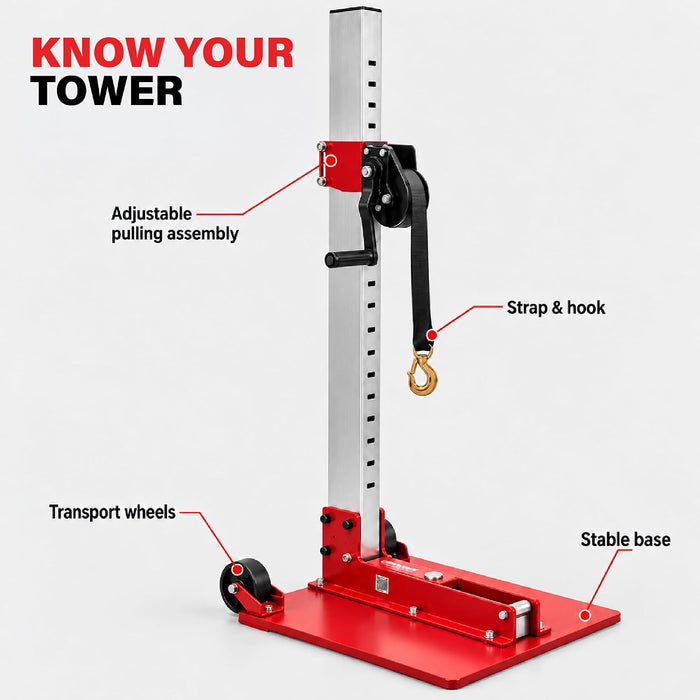 Omni Tools Pneumatic Dent Pulling Tower, 770 Lb Pulling Force, 52 Inch Adjustable Pulling Height