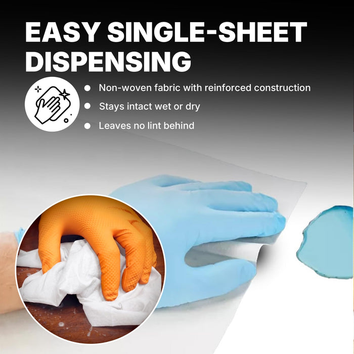 26029 Prep Wipe WHITE Lint Free Cleaning Towels Pack of 300 Sheets, 10" x 14" (1 Box) - Multi-purpose, Reusable, Perforated, Industrial Grade Perforated Sheets