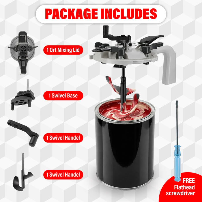 Lauco 1 Quart Paint Can Mixing Lid with Pour Spout – Universal Paint Mixer Lid with Auger Mixing Blade, Drill or Hand Stir Compatible, Leak-Proof Seal & Drip-Free Pouring Spout for Paint, Stain, Varnish 26499