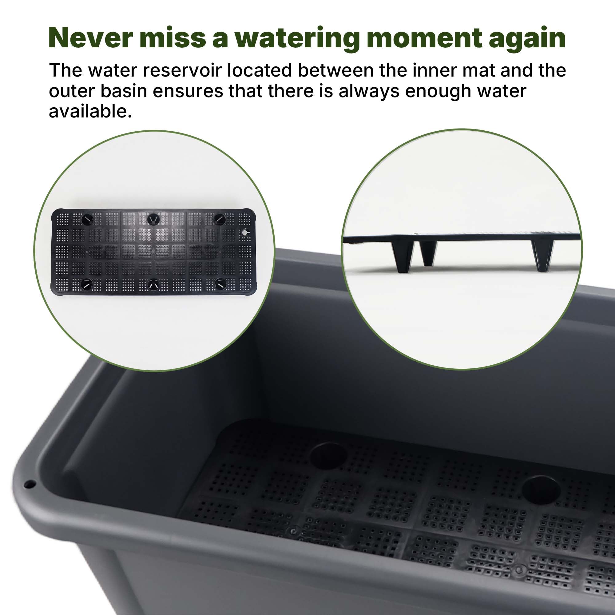 13.2 Gallon Self Watering Raised Garden Bed with or without transparent Ventilation Lid greenhouse, Planter Box with Legs for Indoor/Outdoor Use, Ideal for Herbs & Vegetables (GREY, with Lid) 36106.