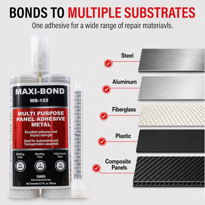 Maxi-Bond Multi-Purpose Panel Adhesive - Two Part Epoxy, Non-Sagging, High Strength Bond for Metal, Fiberglass, Molding Compound Panels (MB-155) (4)