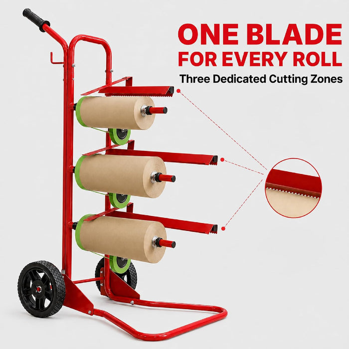 LAUCO Portable Slimline Mobile Masking Paper Machine Dispenser, Masking Machine Mobile Tree Style Mobile Masking Paper Station & Tape Dispenser Station, Stand Holds Multiple Rolls- (1680)