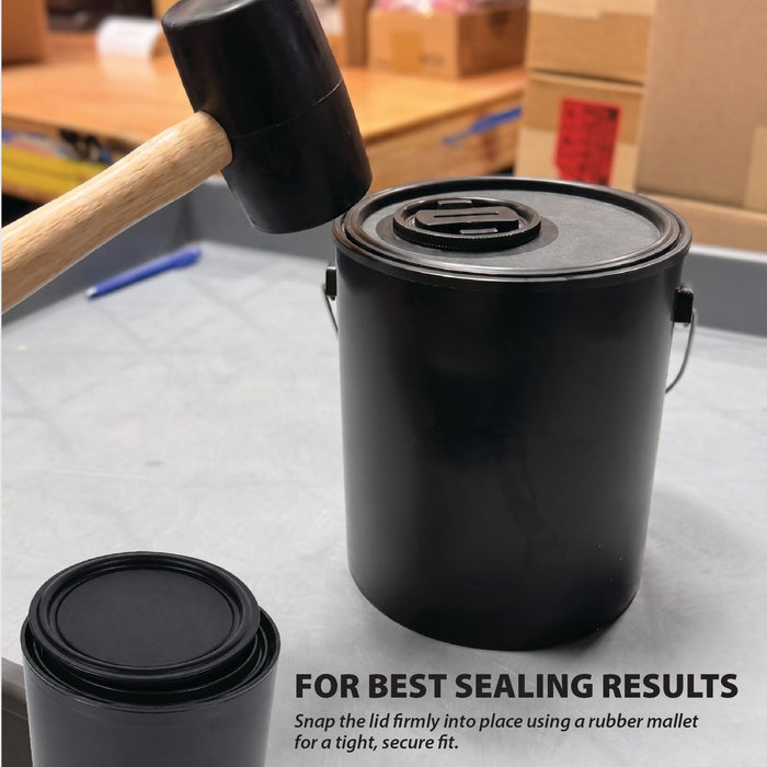Plastic Paint Can Bucket Set of 2Gal, 2Qt, w/Lid & Handle - Triple Lock Airtight Seal - Touchdown Bucket, Small Pail Triple-Lock Airtight Seal to Minimizing Skimming, Rust, Odor & Chemical Resistant