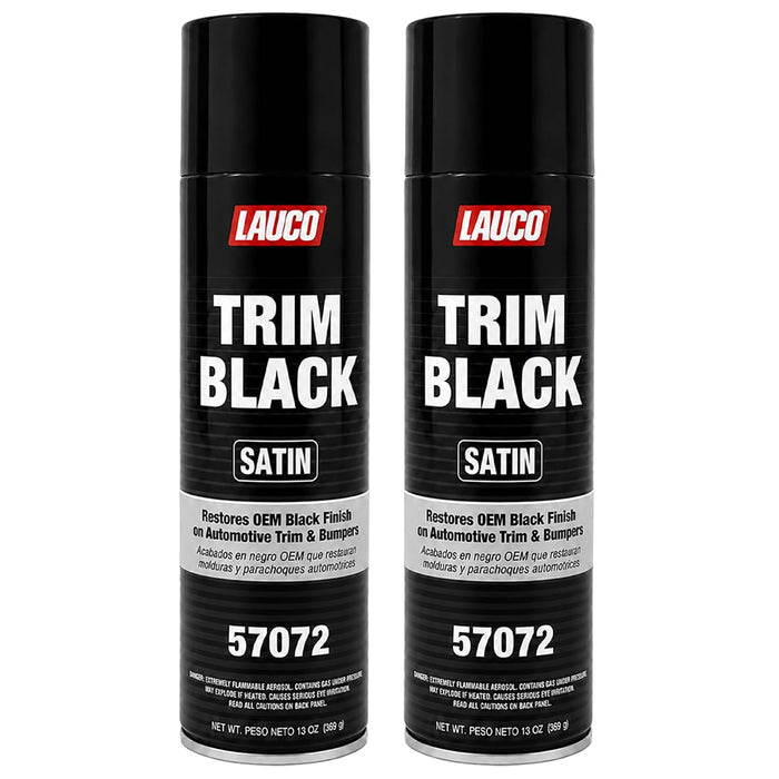 LAUCO Trim Black Satin 13 oz. Automotive Spray Paint Can with Gun Pack of 2, Black Car Spray Paint with Satin Finish, Designed for Plastic, Aluminum, Steel and Stainless Steel 57072