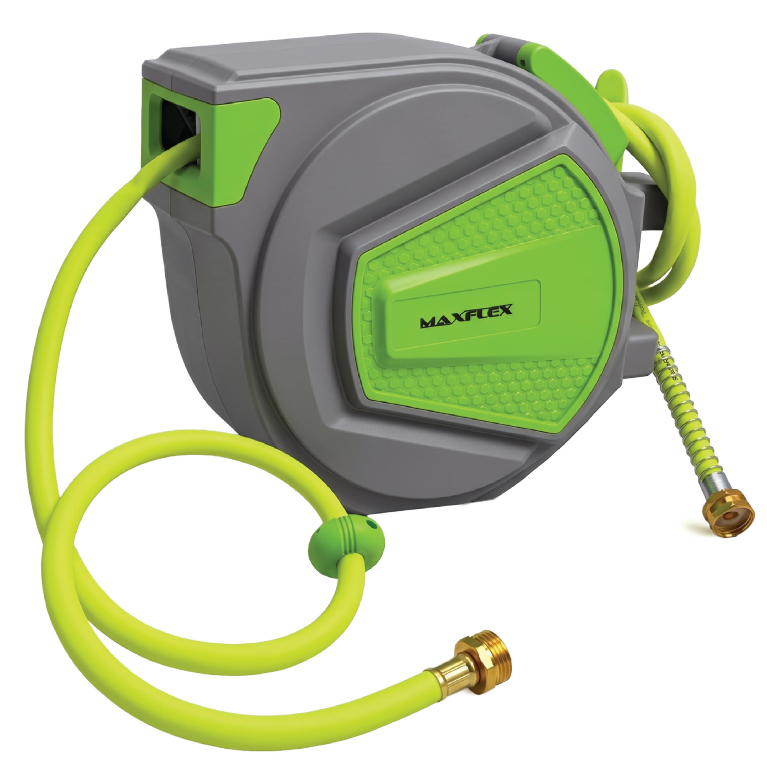 Heavy-Duty 50 ft Retractable Air Compressor/Water Hose Reel | 1/2" Hybrid Polymer 300 PSI Max | Enclosed Steel Case for Commercial & Industrial Use