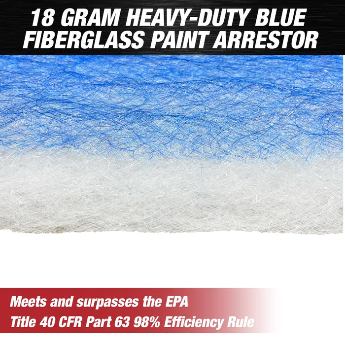 Lauco ﻿﻿Premium Paint Spray Booth Exhaust Filter Roll - 24 Inches x 100 Feet - 18 Gram Heavy-Duty Blue Fiberglass Paint Arrestor - Captures Traps Overspray Paint Particles in Autobody Booths 26456